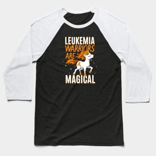 Leukemia Warrior Magical Unicorn Orange Ribbon Baseball T-Shirt